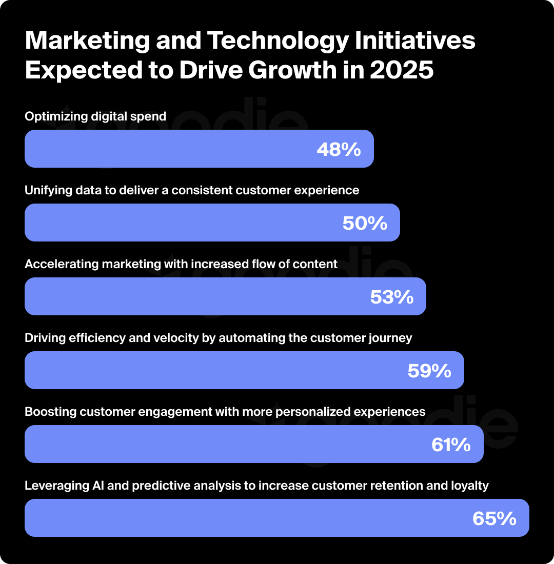 Graphic showcasing the marketing initiatives expected to drive growth in 2025.