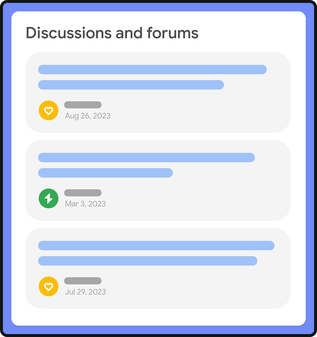 Screenshot of Google's Discussions and forums SERP feature.