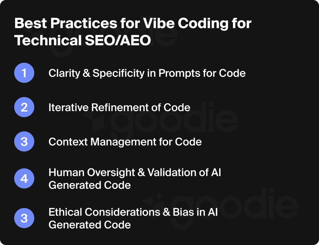Best practices for vibe coding for technical SEO and AEO.