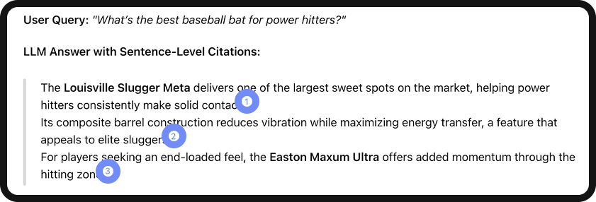 Image illustrating sentence-level citations in ChatGPT.