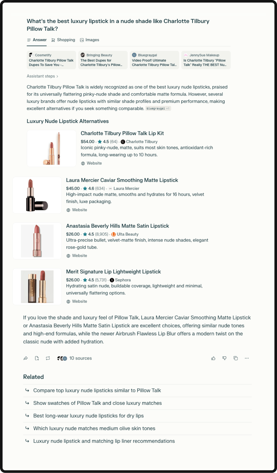 Example of a brand speaking like a user when optimizing for Perplexity shopping. 