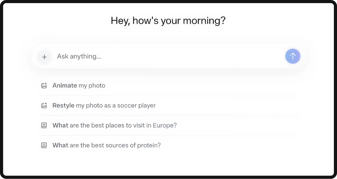 Screenshot of the user interface of Meta AI.