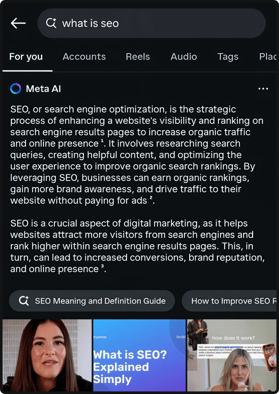 Search on Instagram with an answer from Meta AI.
