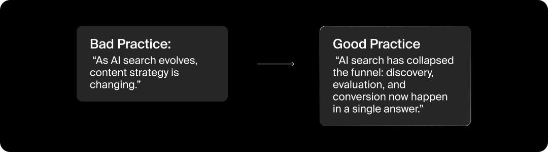 Example of not AI-friendly content vs. AI-friendly content.