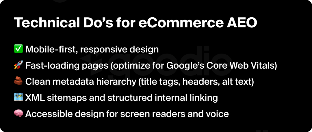 Technical principles of eCommerce AEO.