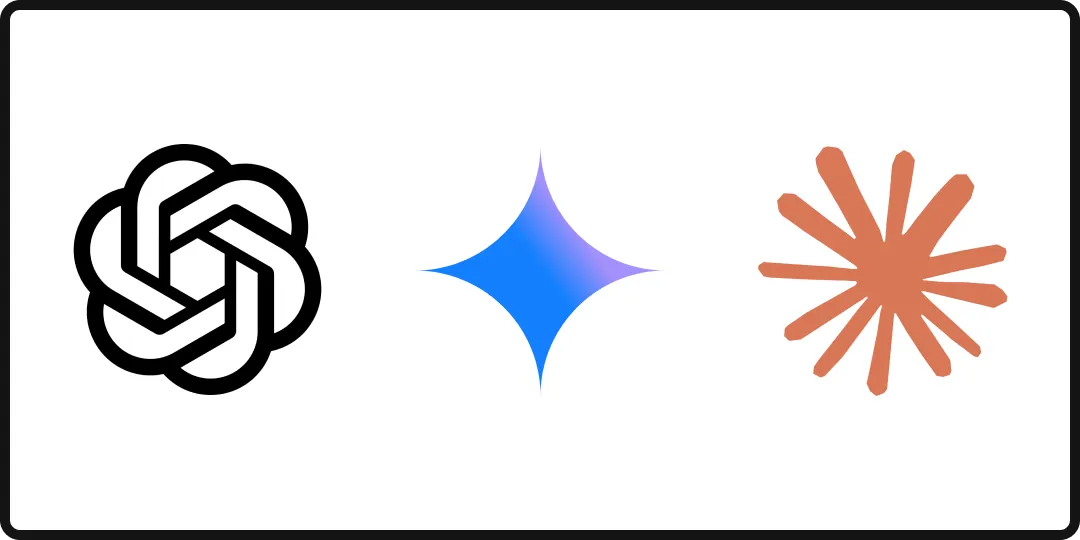 ChatGPT, Gemini, and Claude logos, some of the best tools for your AI marketing stack.