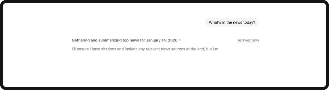 Example of how ChatGPT crawls the web to find recent content (i.e. news).
