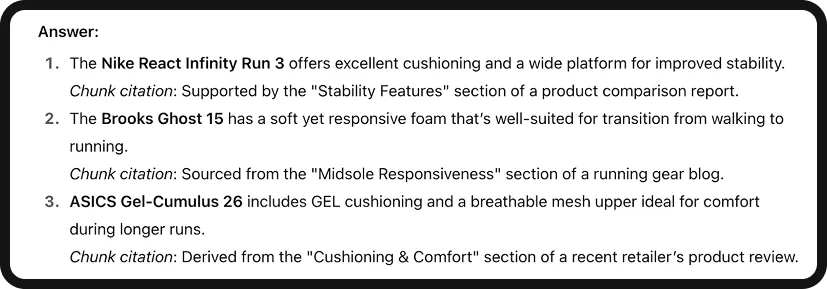 Screenshot illustrating chunk-level citations in ChatGPT.
