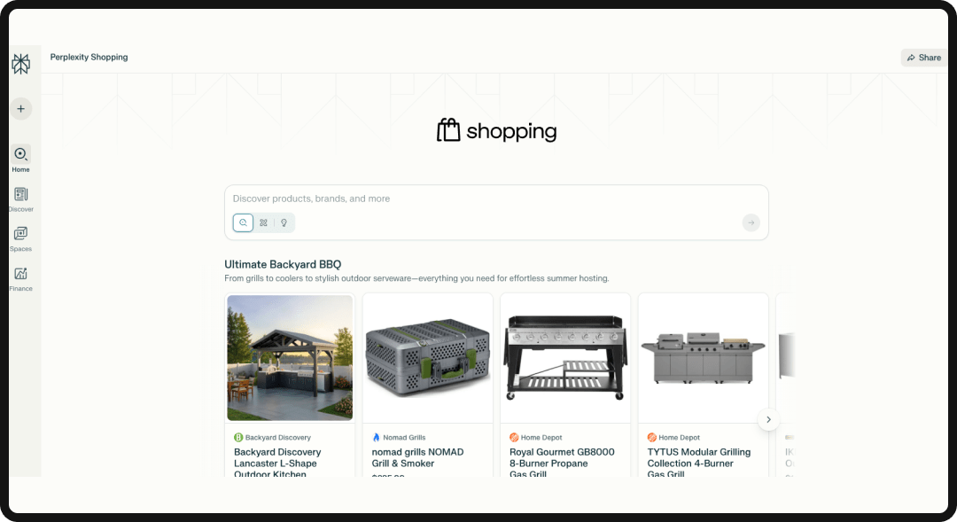 Example of the Perplexity shopping interface.