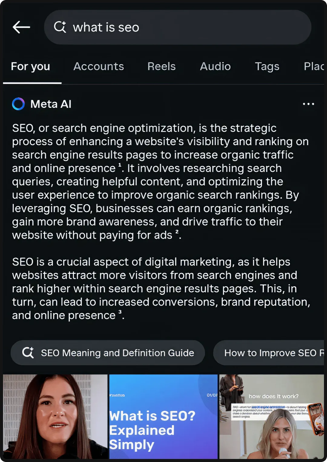 Search on Instagram with an answer from Meta AI.