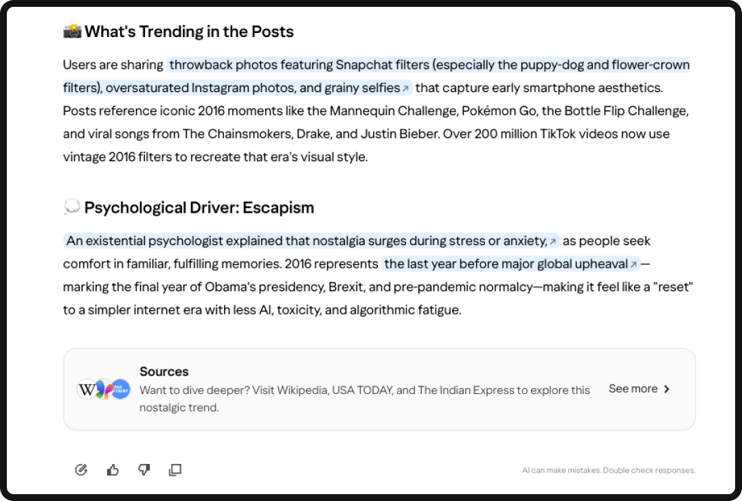 Example of a Yahoo Scout summary of information after performing a search.
