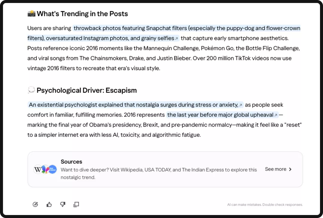 Example of a Yahoo Scout summary of information after performing a search.