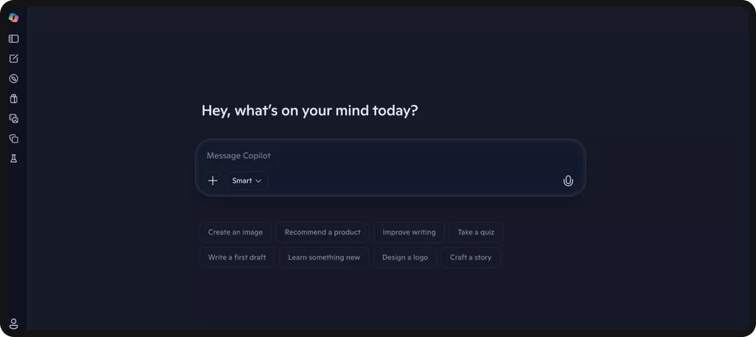 Microsoft Copilot interface, one of the leading AI search engines.