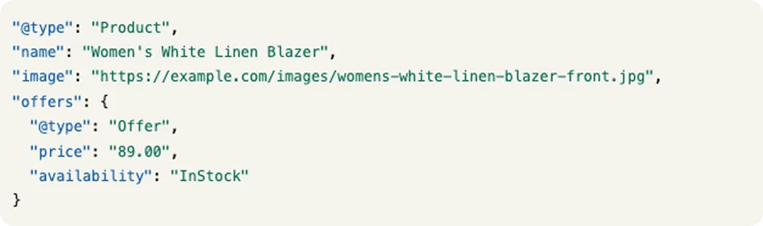 Example of structured data that's been optimized for visual AI search.